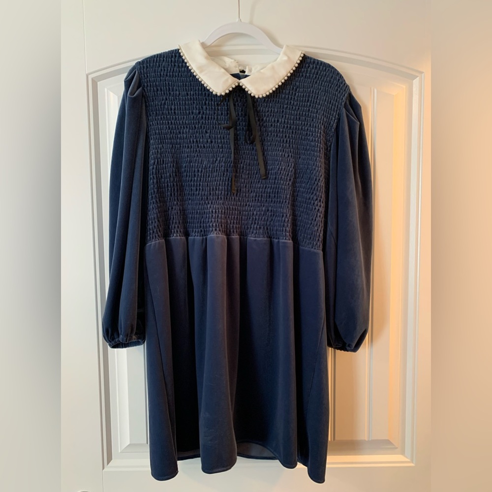 Sister Jane Navy Blue Velvet Mini Dress XL